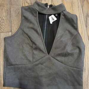 Charlotte Russe Dark Gray Sleeveless Crop Top